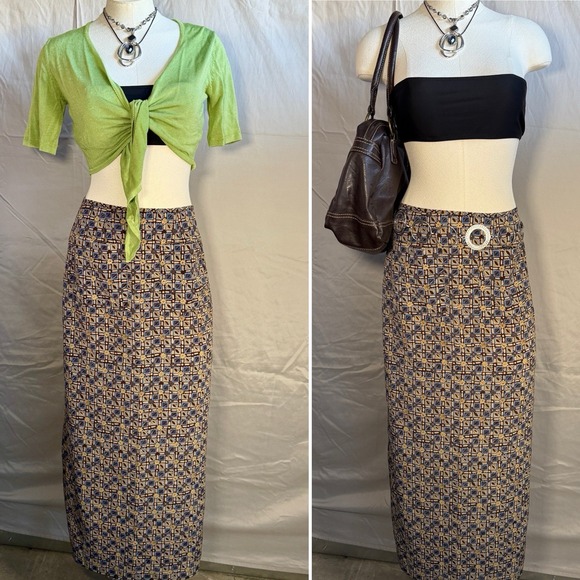 Vintage Y2K Women's Maxi Skirt Size Medium Floral Brown Grunge Fairy 90s Earthy - Picture 1 of 16
